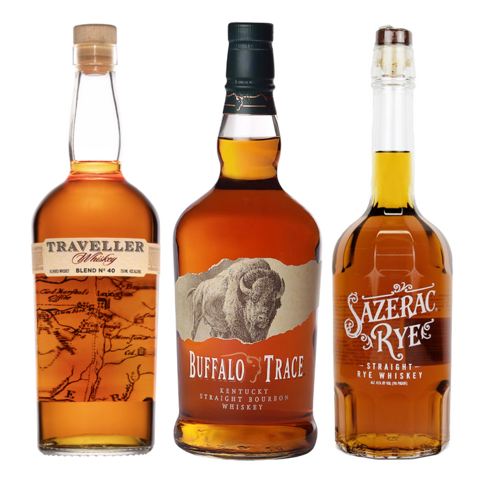 Buffalo Trace + Traveller + Sazerac Rye 750ml 3 Bottle Combo