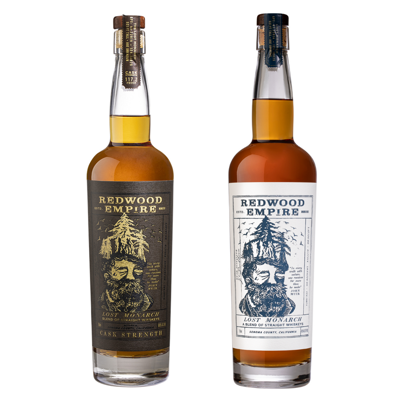 Redwood Empire "Cask Strength Lost Monarch Whiskey" & "Lost Monarch Whiskey" 2 Bottle Combo
