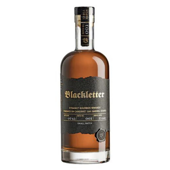 Blackletter Straight Bourbon Whiskey Finished in Oak Cabernet Oak Barrel Staves